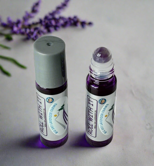 Roll On Lavender Oil w/ Amethyst Rollerball - Unique Gift - Calming