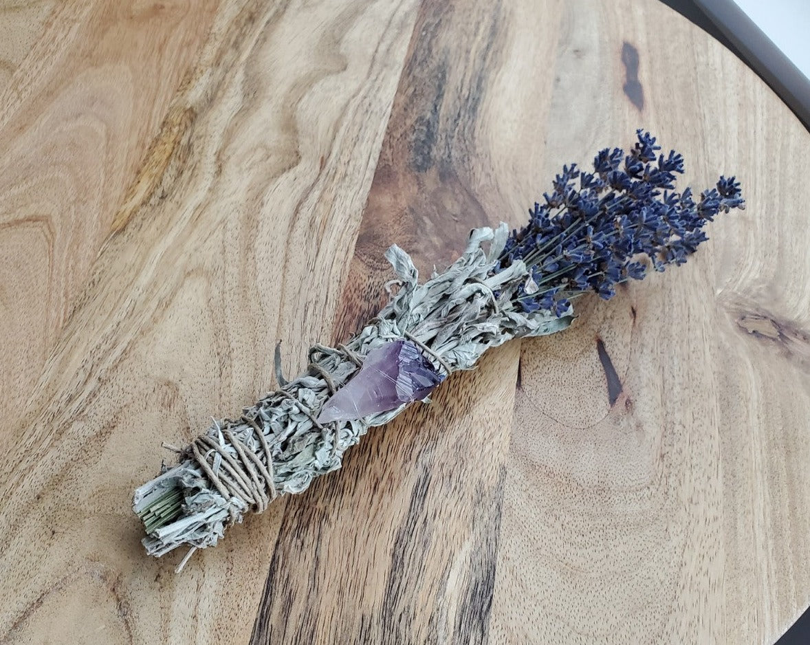 Smudge Stick - Sage - Lavender - Amethyst - Grounding