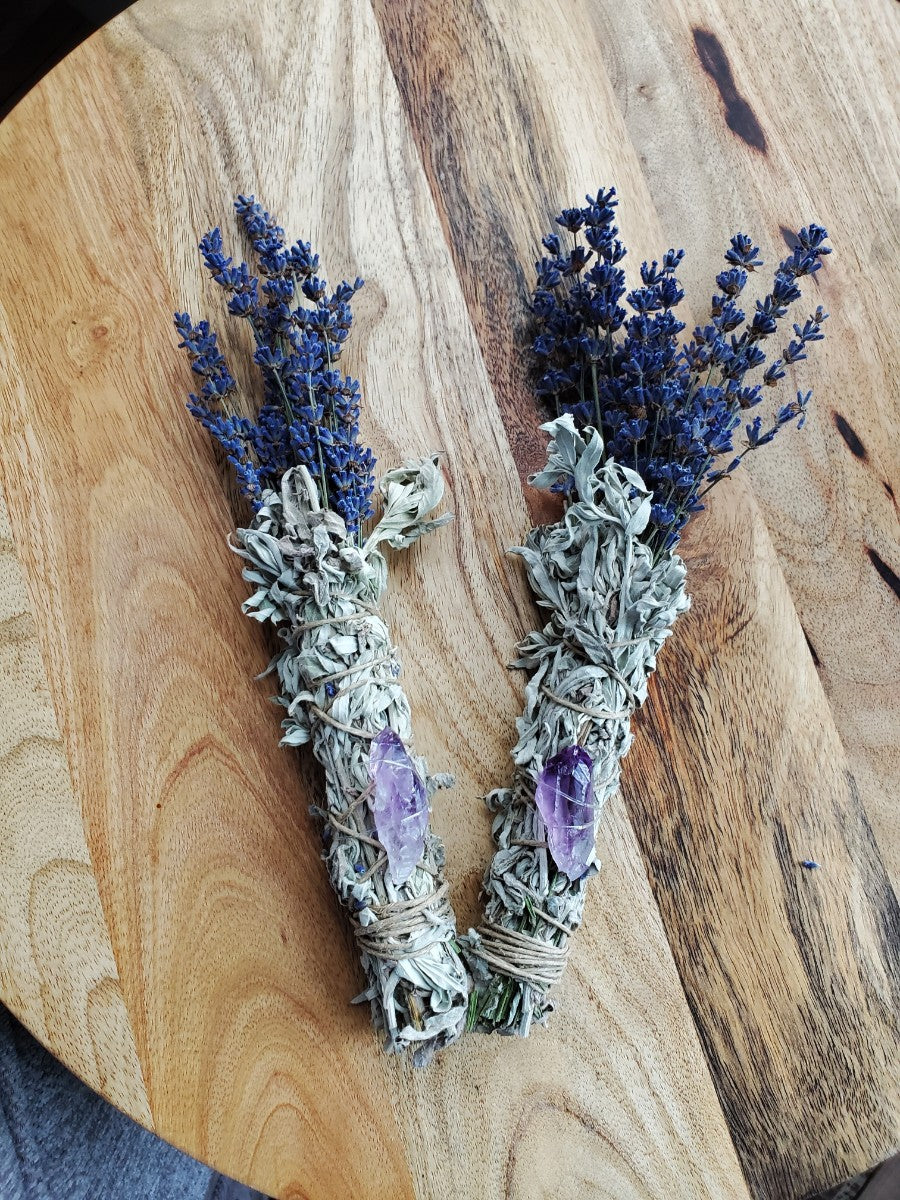 Smudge Stick - Sage - Lavender - Amethyst - Grounding