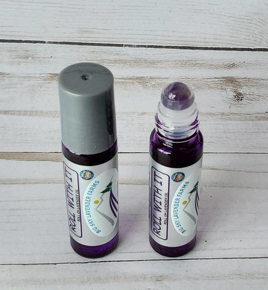 Roll On Lavender Oil w/ Amethyst Rollerball - Unique Gift - Calming